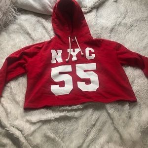 Red NYC 55 crop top sweater